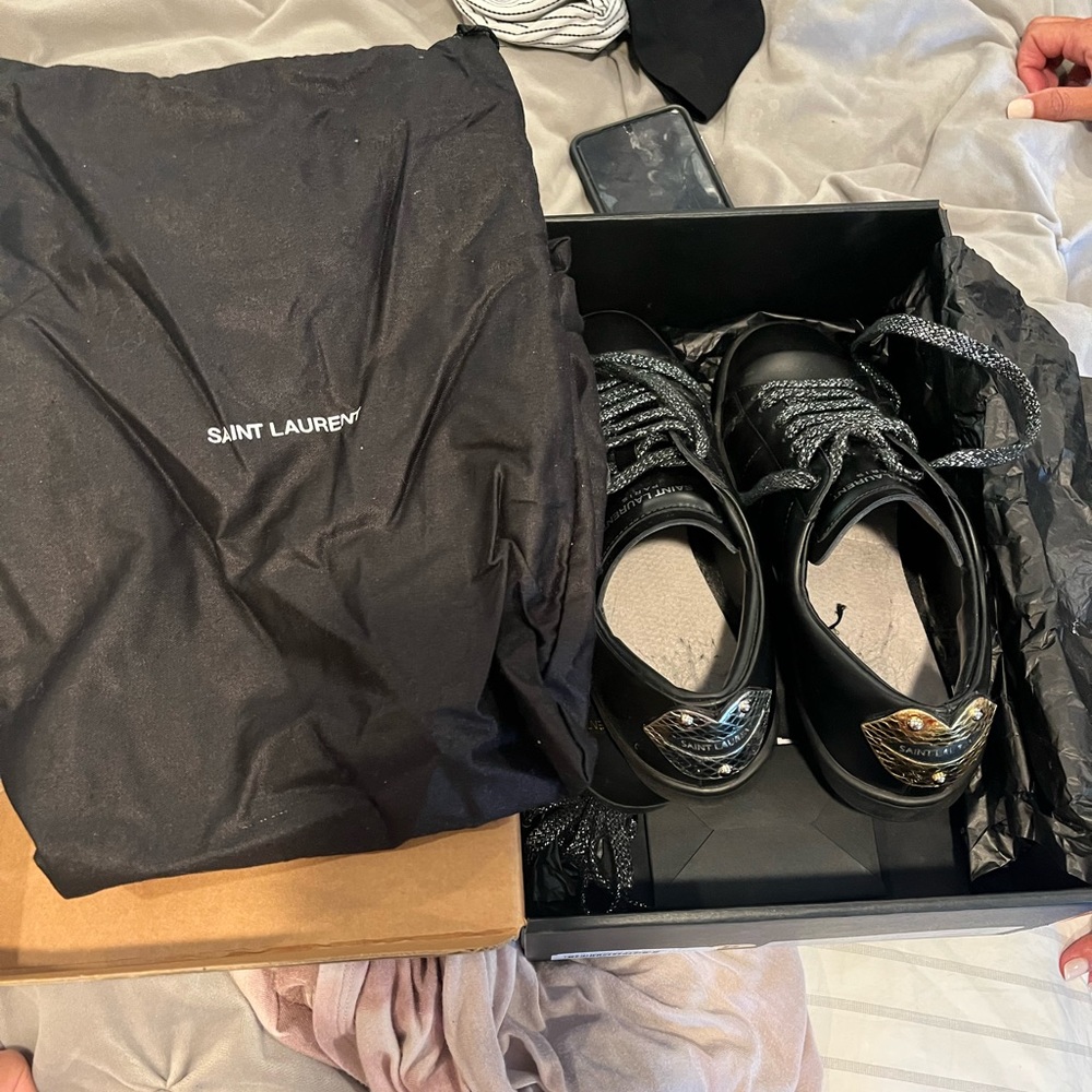 Saint Laurent black and gold sneakers